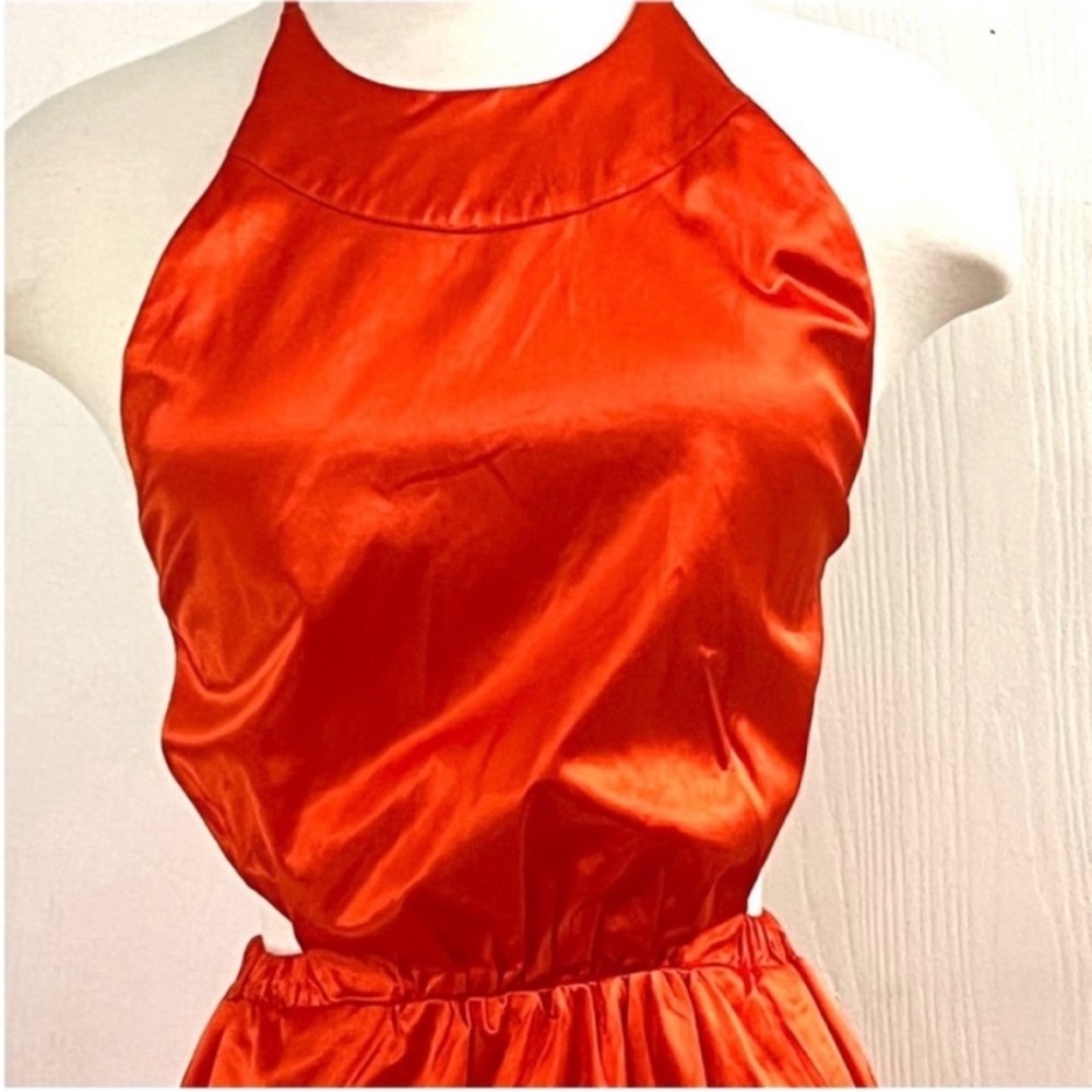 STAUD Georgia Halterneck Cotton-Blend
Poplin Orange Maxi Dress Size XS - Picture 5 of 14